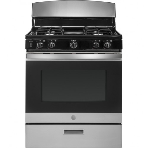 Stove Gas Ge/ Black With Stainless Steel/ 30