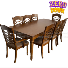 9pcs Hardwood Contemporary Nutmeg Dining Table  