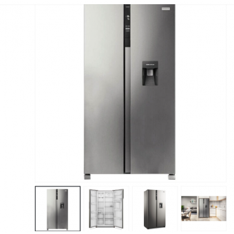 FRIDGE- FRIGIDAIRE 18. CU FT STAINLESS STEEL SXS - THIS FRIGIDAIRE IS A 18.7 CUBIC FOOT, SIDE-BY-SIDE REFRIGERATOR. IT HAS A STAINLESS STEEL GRAY COLOR AND 120 VOLTAGE. IT ALSO HAS AUTOSENSE TECHNOLOGY, WHICH AUTOMATICALLY CONTROLS THE TEMPERATURE