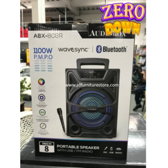 -PORTABLE BLUETOOTHSPEAKER
 -8” SPEAKER
 FLASHING SPEAKER PARTY LIGHT
 -USB PLAYBACK
 -MICRO SD SLOT
 -FM RADIO
 -CARRYING HANDLE
 -3.7/1200MARECHARGEABLBATTERY NCLUDED
 -WIREDMICROPHONE INCLUDED